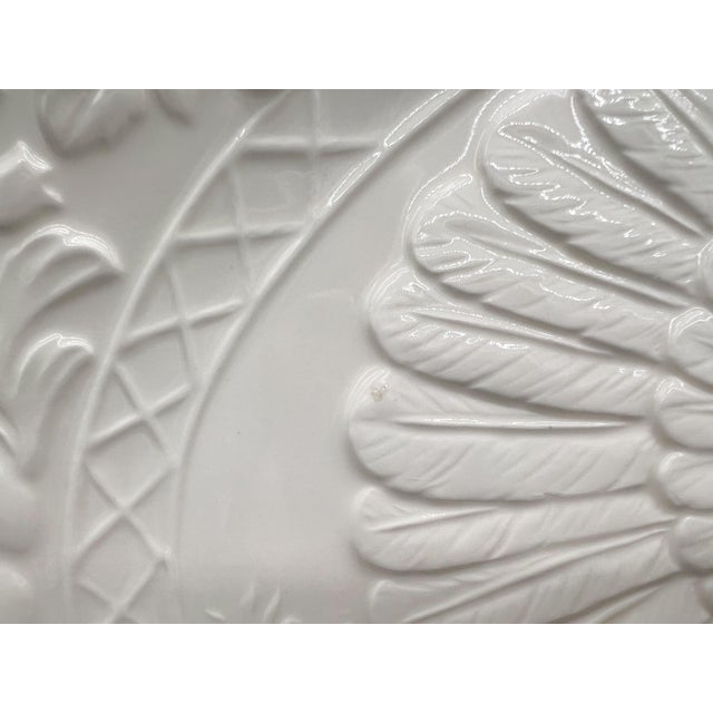Farmhouse Vintage Thanksgiving Turkey Embossed White Ceramic Serving Platter- Fall/ Autumn Americana For Sale - Image 3 of 10