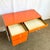 Postmodern Postmodern Tangerine/Orange Laminate and Lucite Writing Desk For Sale - Image 3 of 11