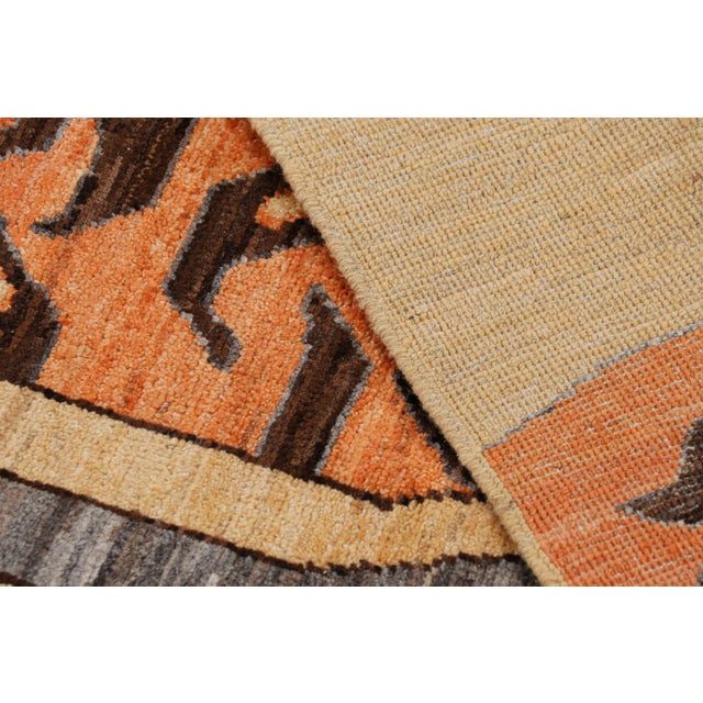 Textile Rug & Kilim’s Contemporary Tiger Rug in Gold With Brown and Orange Pictorial For Sale - Image 7 of 7