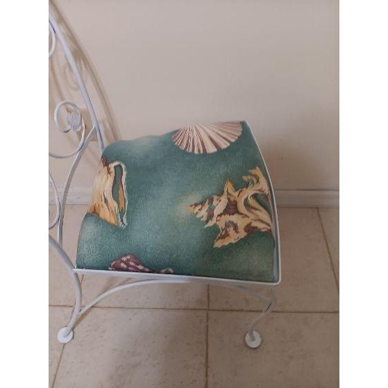 1960s 1960s Wrought Iron Garden Patio Chair French Style White Ivy Leaf Design Set of 4 For Sale - Image 5 of 7