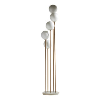 Metal and Glass Floor Lamp, 1980s For Sale