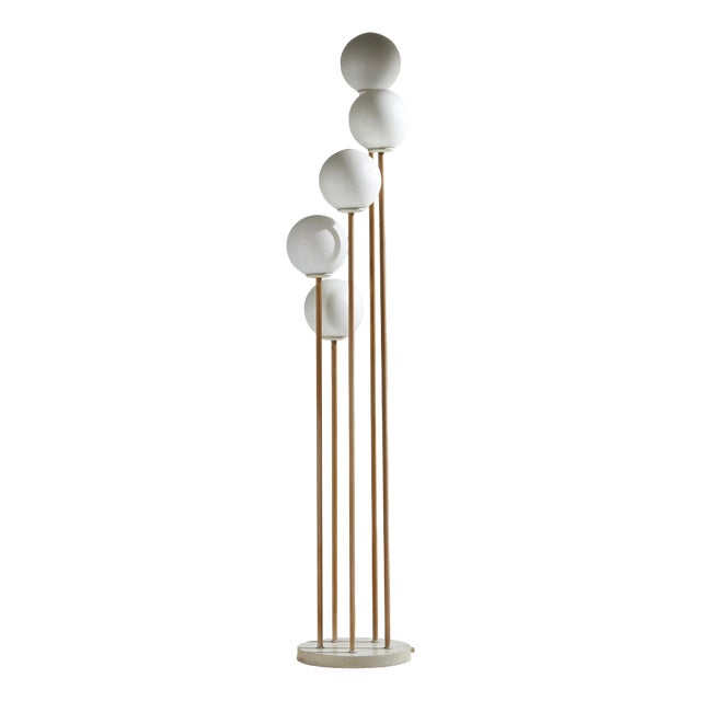 Metal and Glass Floor Lamp, 1980s For Sale