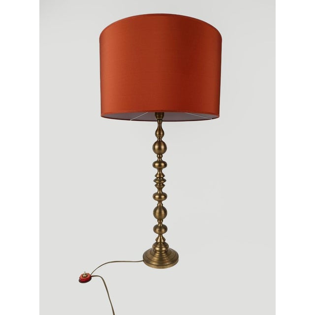 Tall Art Deco Bobbin Brass Candlestick Column Table Lamp, 1930s For Sale - Image 12 of 15