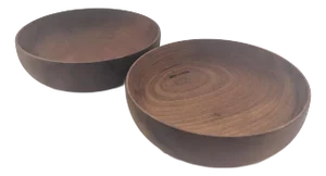 1950s Turned and Lathed Teak Wood Bowls, a Pair