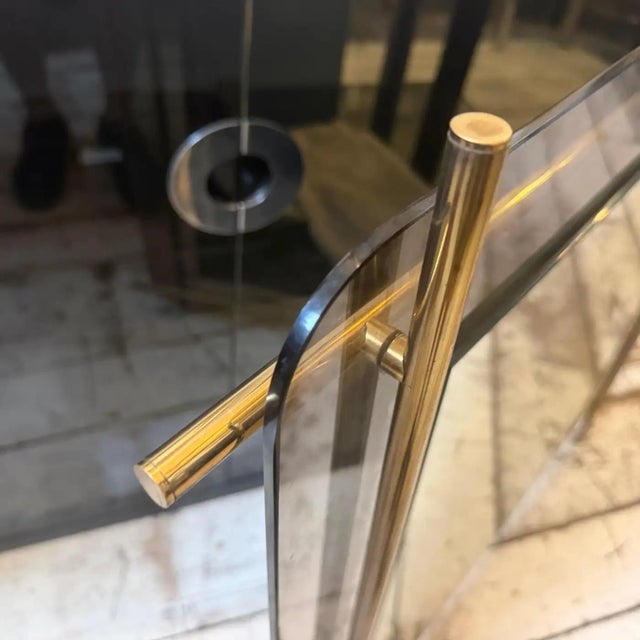 Brass 1970 Mid-Century Modern Smoked Glass and Brass Square Wall Mirror by Renato Zevi For Sale - Image 8 of 18