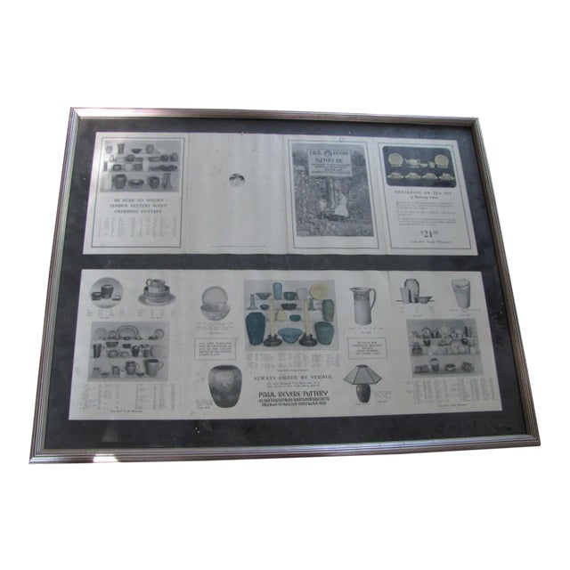 2 Paul Revere Pottery Brochures Framed Early 20th Century Saturday Evening Girls For Sale