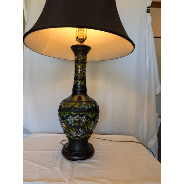 Contemporary Mid 20th Century Chinese-Style Champlevé Enamel Table Lamp For Sale - Image 3 of 9