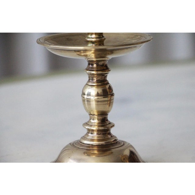 Antique 17th Century Flemish Brass Candlesticks - a Pair For Sale - Image 4 of 13