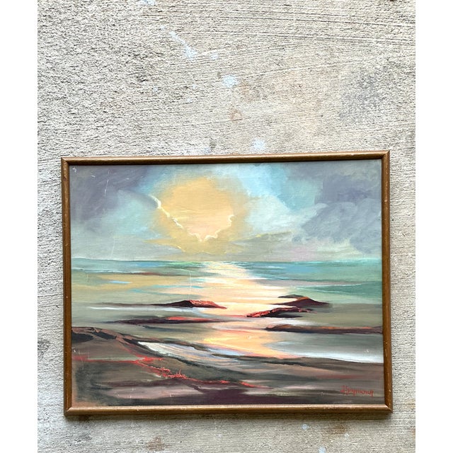 Late 20th Century Vintage Framed Seascape Oil Painting For Sale - Image 5 of 12