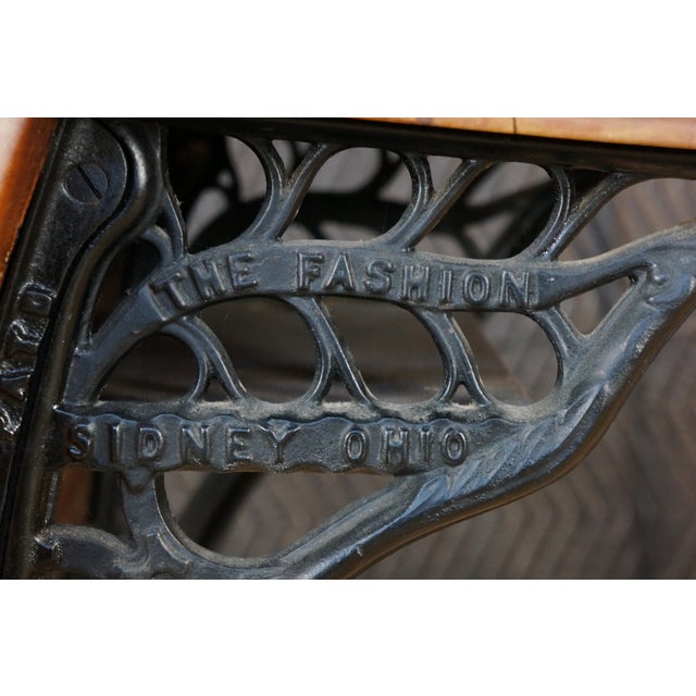 Antique Victorian 1880s "Fashion" Cast Iron & Maple School Desk Sidney Ohio For Sale - Image 6 of 18