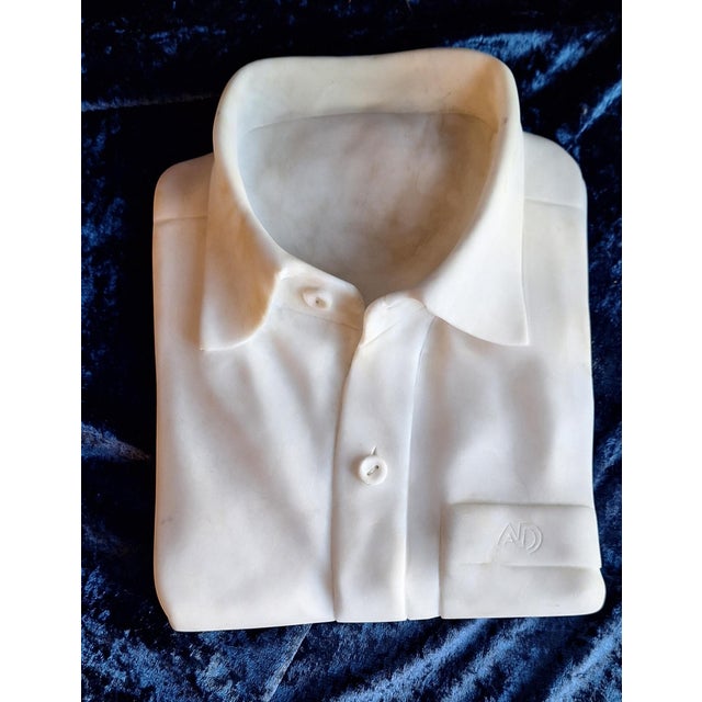 Carved Alabaster Sculpture Shirt, 1980s For Sale - Image 6 of 6