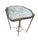 Modern Unusual Modern Handcrafted Drinks Table. Pale Gray Crystalized Quartzite With a Contrasting Very Thin Brown Edge on a Gilded Steel Base. For Sale - Image 3 of 4