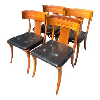 Vintage Neoclassical Klismos Dining Chairs After Kipp Stuart - Set of 4 For Sale