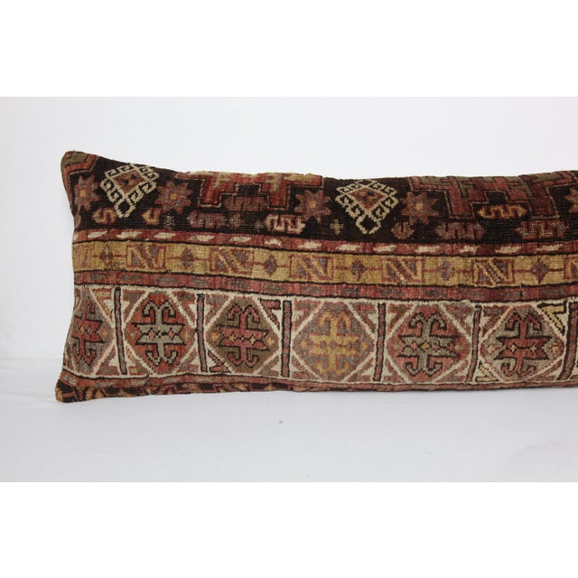 Textile Antique Caucasian Tribal Handwoven Wool Lumbar Pillow Cuhion -16'' X 42'' For Sale - Image 7 of 13