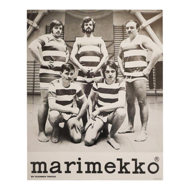 1960's Finnish Fashion Advertisement Poster - Marimekko (Five Men in Stripes) For Sale