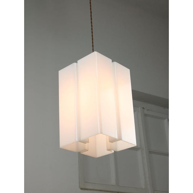 Vintage Italian Acrylic Glass Tower Pendant Lamp For Sale - Image 10 of 16