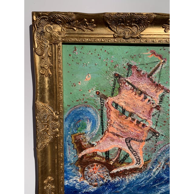 Textured Acrylic Painting on Canvas by Serg Graff, "Scarlet Sails", Seascape Coa For Sale - Image 4 of 10