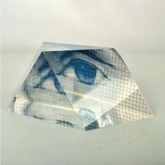 Blue Italian Surrealist Paperweights with Eyes in Acrylic, 1990s, Set of 2 For Sale - Image 8 of 18