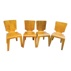 Mid-Century Modern Thaden Jordan Molded Plywood Chairs, S/4