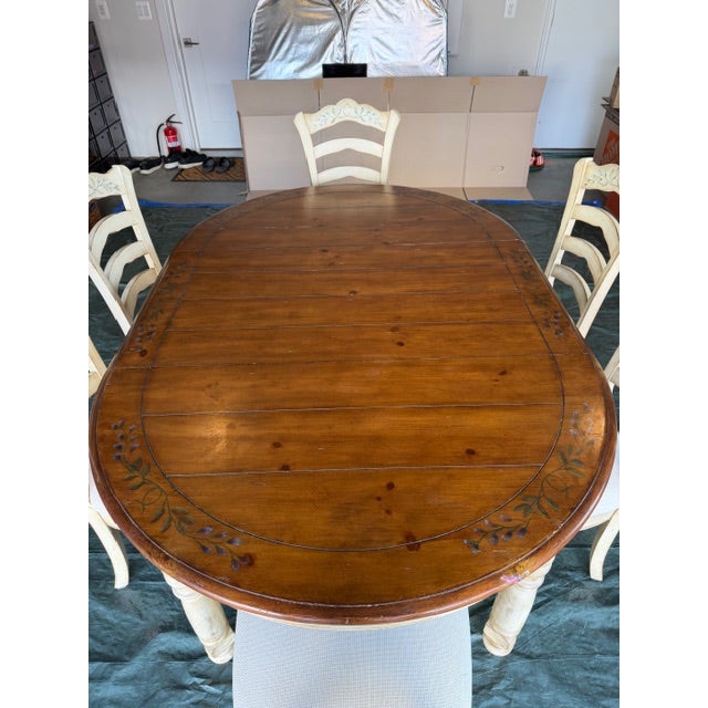 Mediterranean Vintage Italian Mid-Century Dining Table With 6 Chairs For Sale - Image 3 of 18