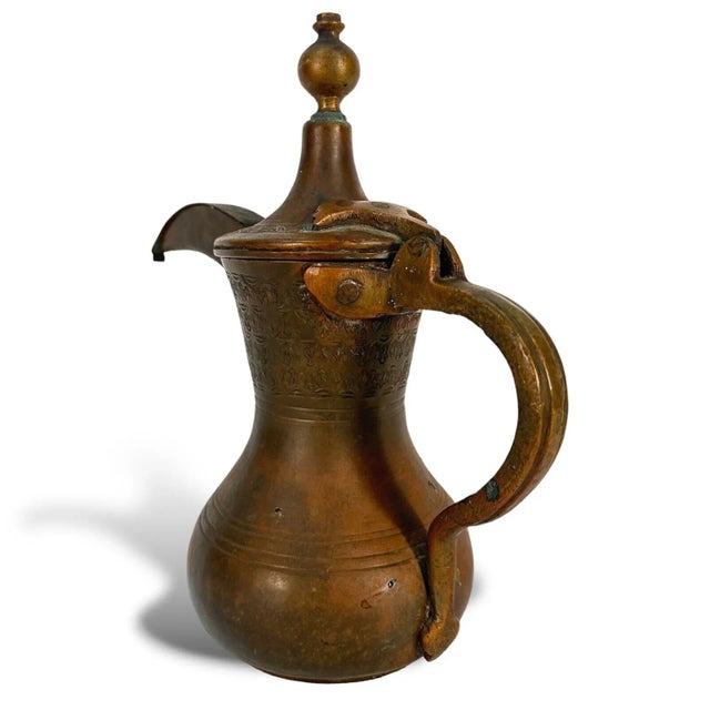 Islamic Antique Middle Eastern Copper & Brass Dallah Coffee Pot For Sale - Image 3 of 10