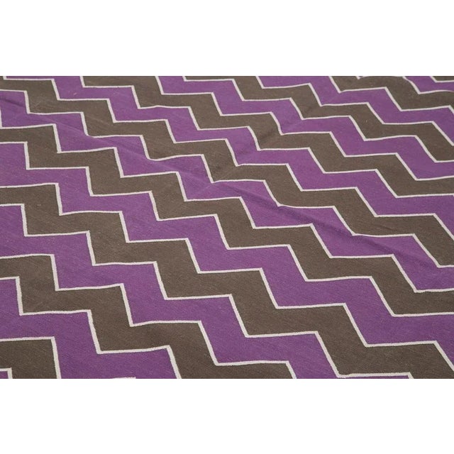 2000 - 2009 Purple Dhurrie Rug, 2000s For Sale - Image 5 of 7