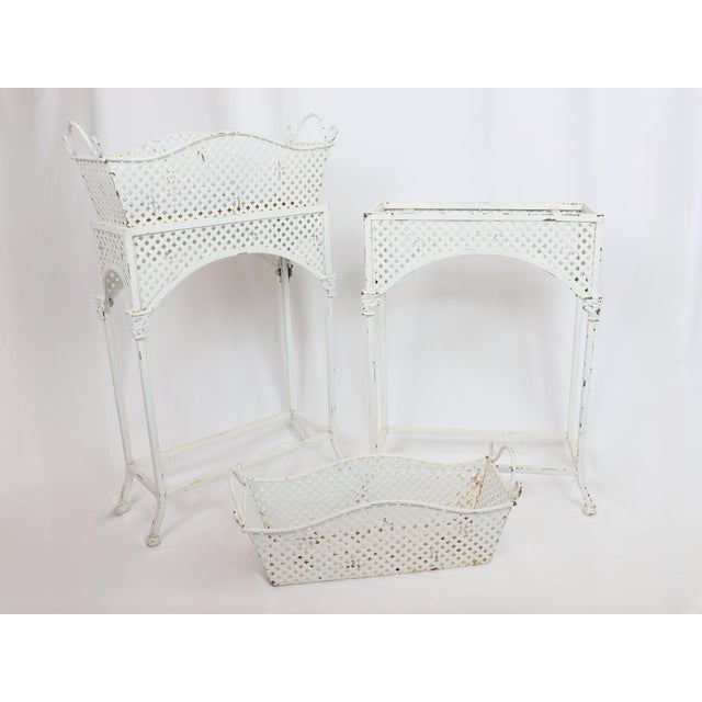 Mid 20th Century Vintage Art Deco Inspired Metal Window Planters - A Pair For Sale - Image 5 of 12