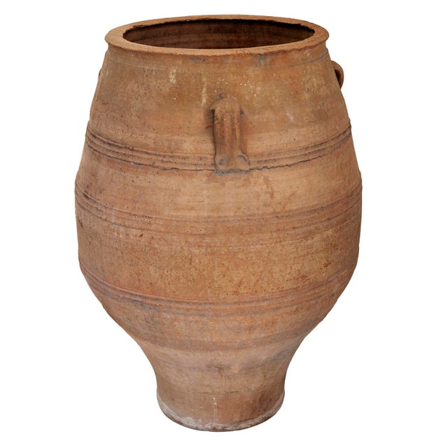 Vintage, XL French Terra Cotta Olive Oil Jug. Freestanding. Signature on the vessel.