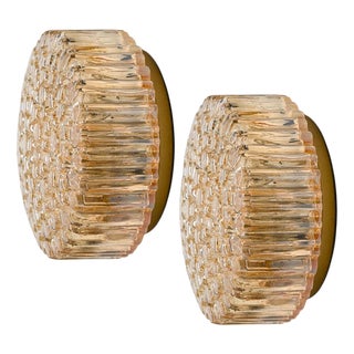 Small Round Clear Textured Glass Wall Light from Limburg, 1970 For Sale