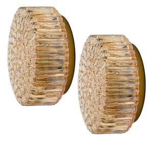 Small Round Clear Textured Glass Wall Light from Limburg, 1970