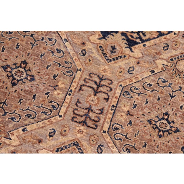 Boho Chic Ziegler Blue Beige Hand-Knotted Wool Rug - 5'0'' X 7'0'' For Sale In New York - Image 6 of 8