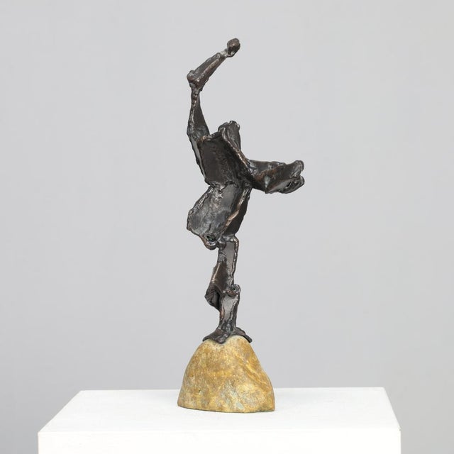 Hugo Hol, Figurative Sculpture, 1970s, Bronze with Stone Base For Sale - Image 3 of 8