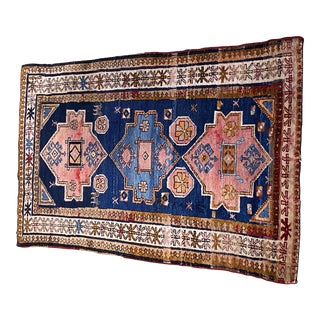 Antique Oriental Caucasian Hand Knotted Chirvan 100% Wool Rug For Sale