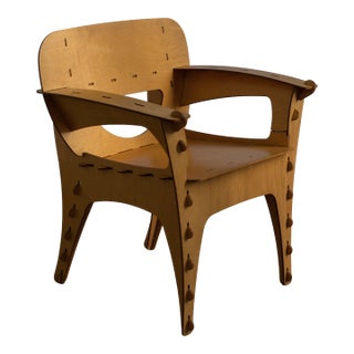 1990 Attributed to David Kawecki Puzzle Chair in Laser-Cut Birch/Plywood, Usa For Sale