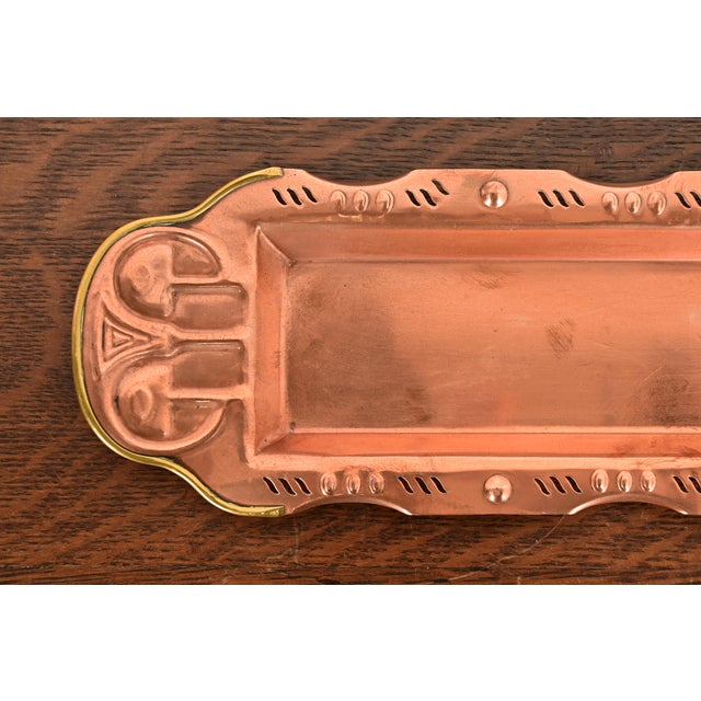 Liberty & Co. Style English Arts & Crafts Copper and Brass Tray For Sale In South Bend - Image 6 of 12