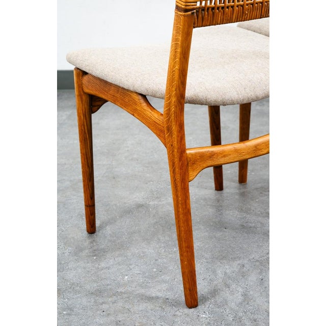 Brown Mid Century Modern Dining Chairs Set 4 E. Knudsen White Oak Brown Cane Restored For Sale - Image 8 of 12