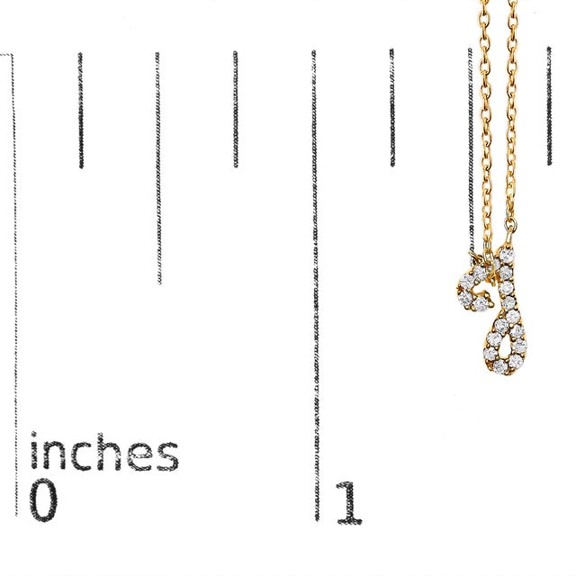 Early 21st Century 10K Yellow Gold Diamond Accent "J" Initial Script Style Pendant Necklace For Sale - Image 5 of 5