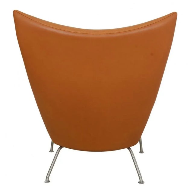 Carl Hansen & Søn Cognac Anilin Leather Wingchair by Hans J. Wegner for Carl Hansen & Søn, 1990s For Sale - Image 4 of 10