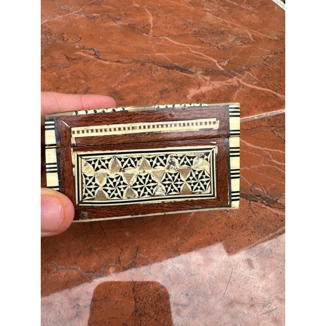 1970s Petite Wooden Painted Box With Mother of Pearl Accents For Sale - Image 4 of 8