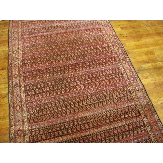 Early 20th Century 1900s Brown Herati Tribal Antique Persian Malayer Rug 4'2" X 8'10" Handknotted Wool Carpet For Sale - Image 5 of 6