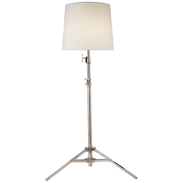 Modern Thomas O'Brien by Visual Comfort Signature Studio Floor Lamp in Polished Nickel with Linen Shade For Sale - Image 3 of 3