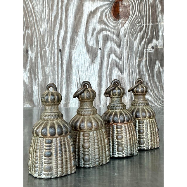 Vintage Boho Wrought Iron Swag Tassels - Set of 4 For Sale - Image 12 of 12