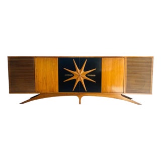 Mid Century Modern Sculptural Credenza / Stereo Cabinet For Sale