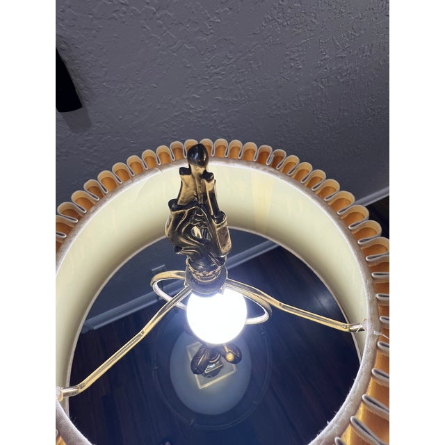 Metal 1970s Mid-Century Modern Rembrandt Brass Bouillotte Floor Lamp With Glass Table For Sale - Image 7 of 15