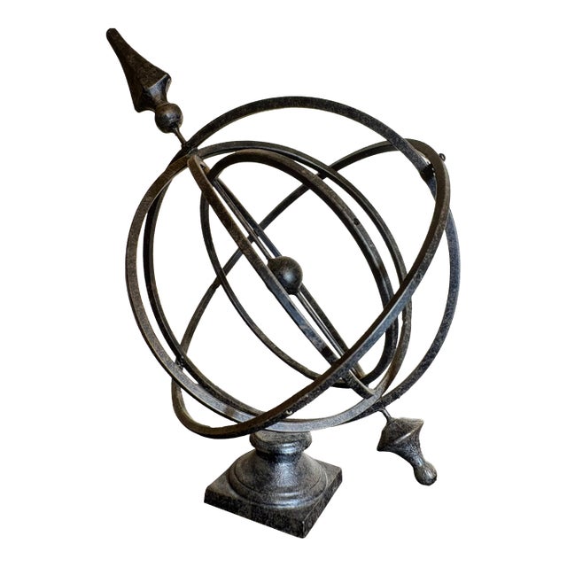 Vintage Armillary Heavy Weight in Black Sculpture For Sale