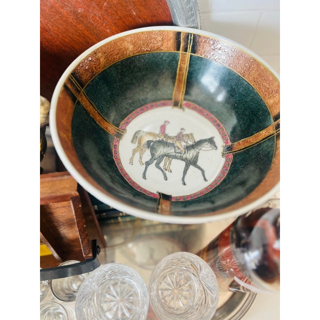 1950s Vintage Wbi Equestrian Polo Decorative Centerpiece Bowl For Sale - Image 5 of 9