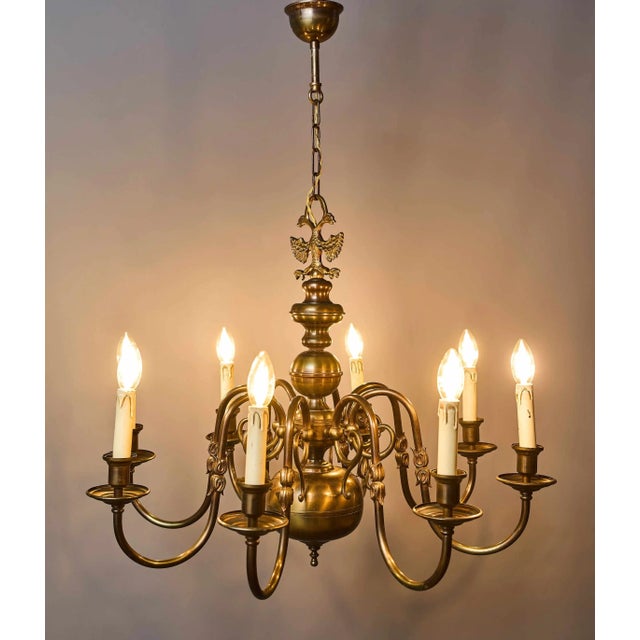 Flemish Brass 8-Armed Chandelier For Sale - Image 4 of 9