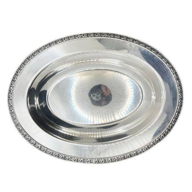 Early 20th Century Oval Silver Plated Platter in Carolina Rose by Forbes Silver Company For Sale - Image 4 of 4