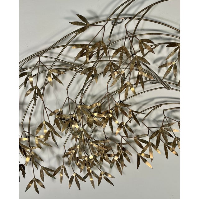 Curtis Jere Signed Curtis Jere Wall Sculpture Windswept Metal Bamboo Leaf, Circa 1970s For Sale - Image 4 of 12