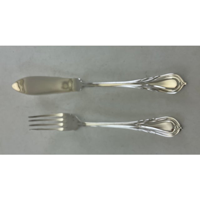 1980s Silver Pair Fish Eaters, Fish Fork & Fish Knife, Lily. For Sale - Image 14 of 14